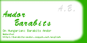 andor barabits business card